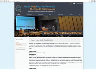  Health datapalooza
 