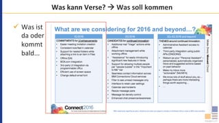 Was	kann	Verse?	à	Was	soll	kommen	
ü  Was	ist	
da	oder	
kommt	
bald...	
	
 