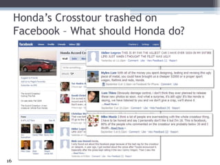 Honda’s Crosstour trashed on Facebook – What should Honda do?<br />16<br />