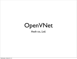 OpenVNet
Axsh co., Ltd.

Wednesday, October 30, 13

 