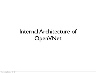 Internal Architecture of
OpenVNet

Wednesday, October 30, 13

 