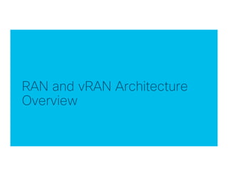 © 2017 Cisco and/or its affiliates. All rights reserved. Cisco Confidential
RAN and vRAN Architecture
Overview
 
