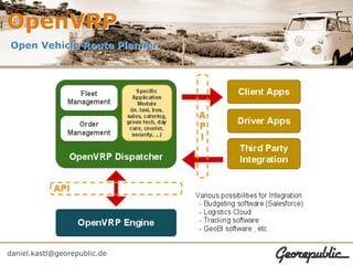 OpenVRP
Open Vehicle Route Planner




daniel.kastl@georepublic.de
 