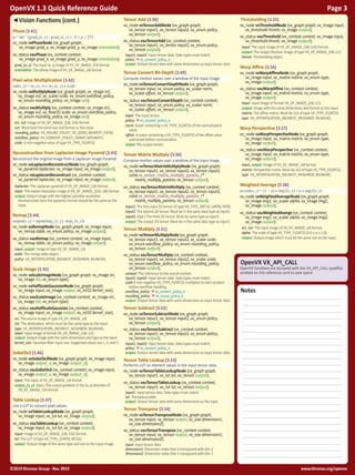 www.khronos.org/openvx©2019 Khronos Group - Rev. 0919
OpenVX 1.3 Quick Reference Guide	 Page 3
Vision Functions (cont.)
Ph...