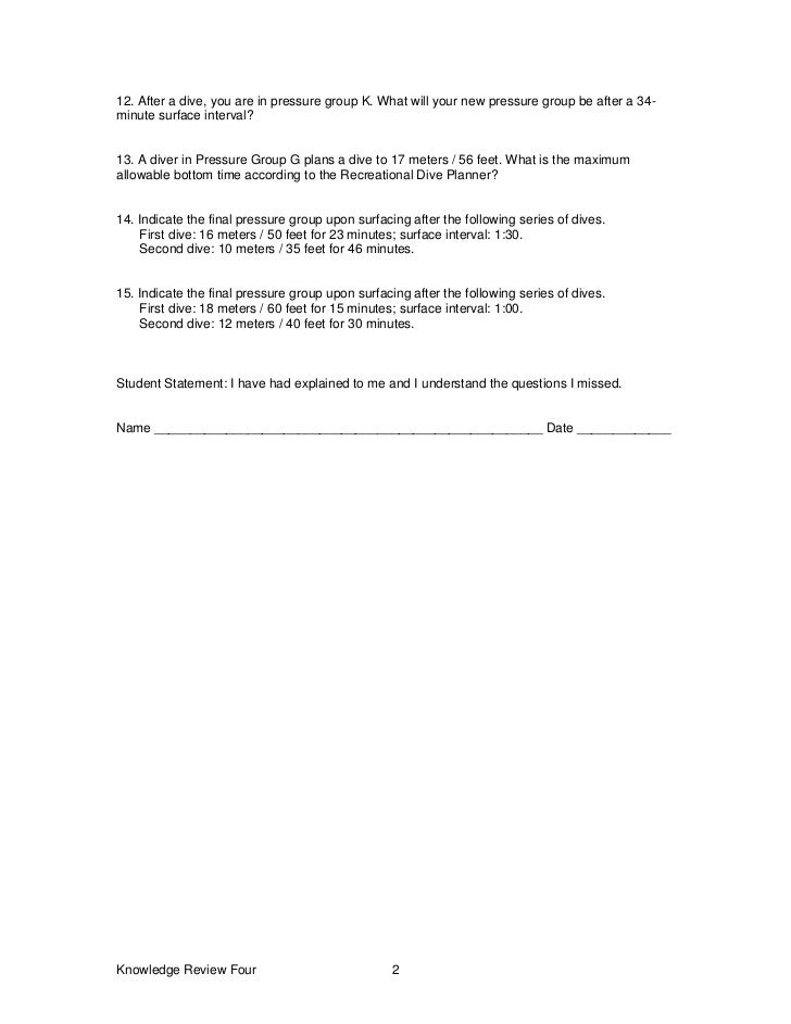 Open Water Knowledge Review Questions