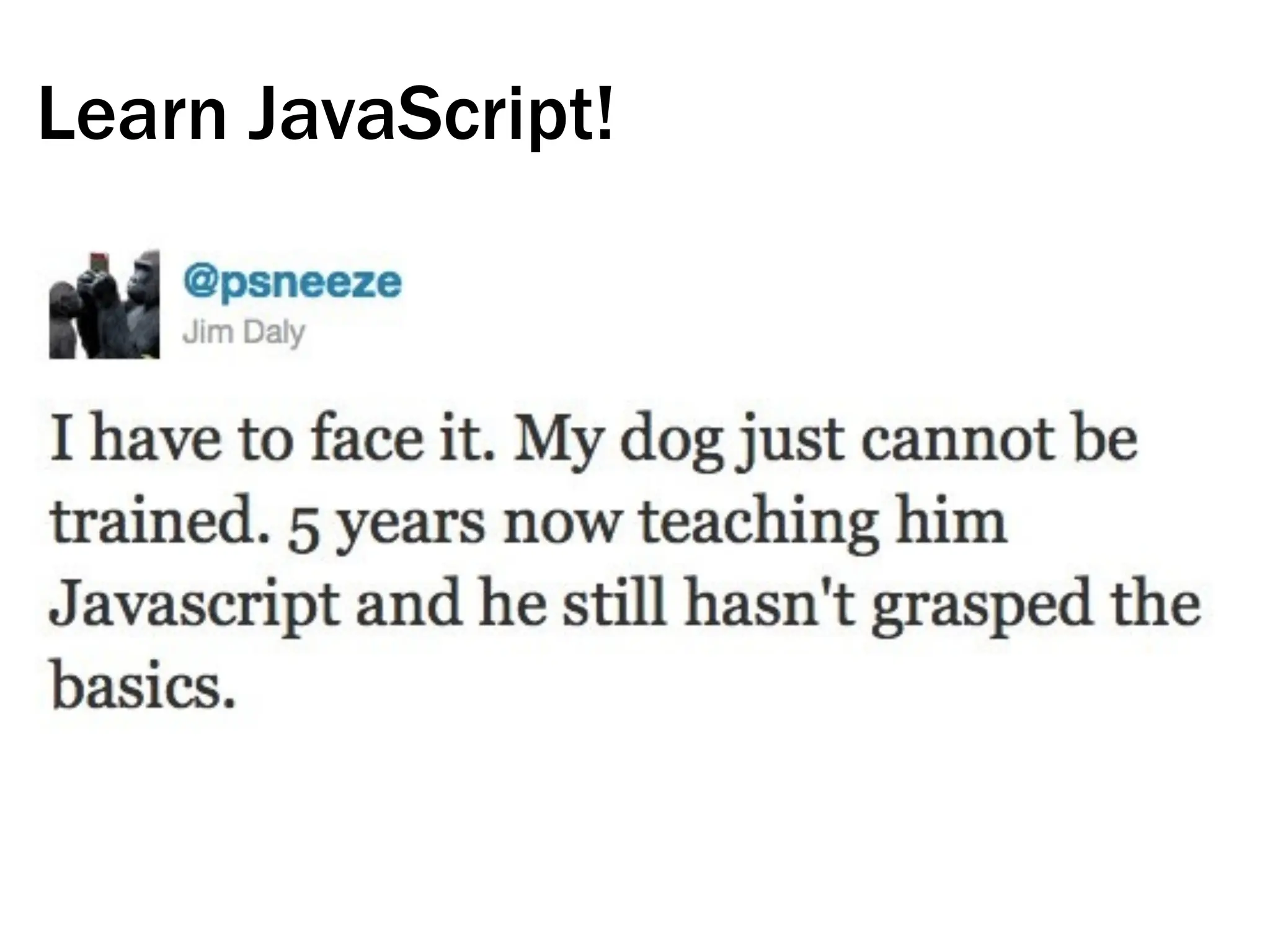 Learn JavaScript!
 