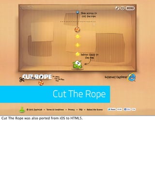 Cut The Rope

Cut The Rope was also ported from iOS to HTML5.
 