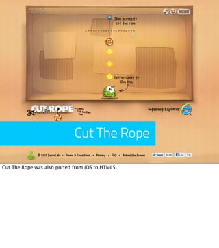 Cut The Rope

Cut The Rope was also ported from iOS to HTML5.
 
