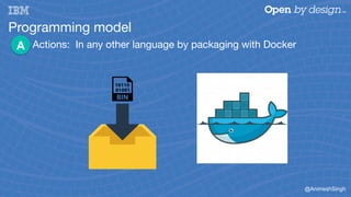 @AnimeshSingh
Actions: In any other language by packaging with Docker
A
Programming model
 