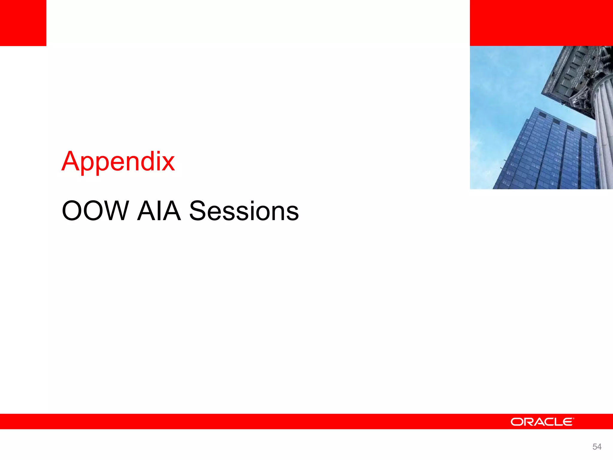 <Insert Picture Here> Appendix OOW AIA Sessions 