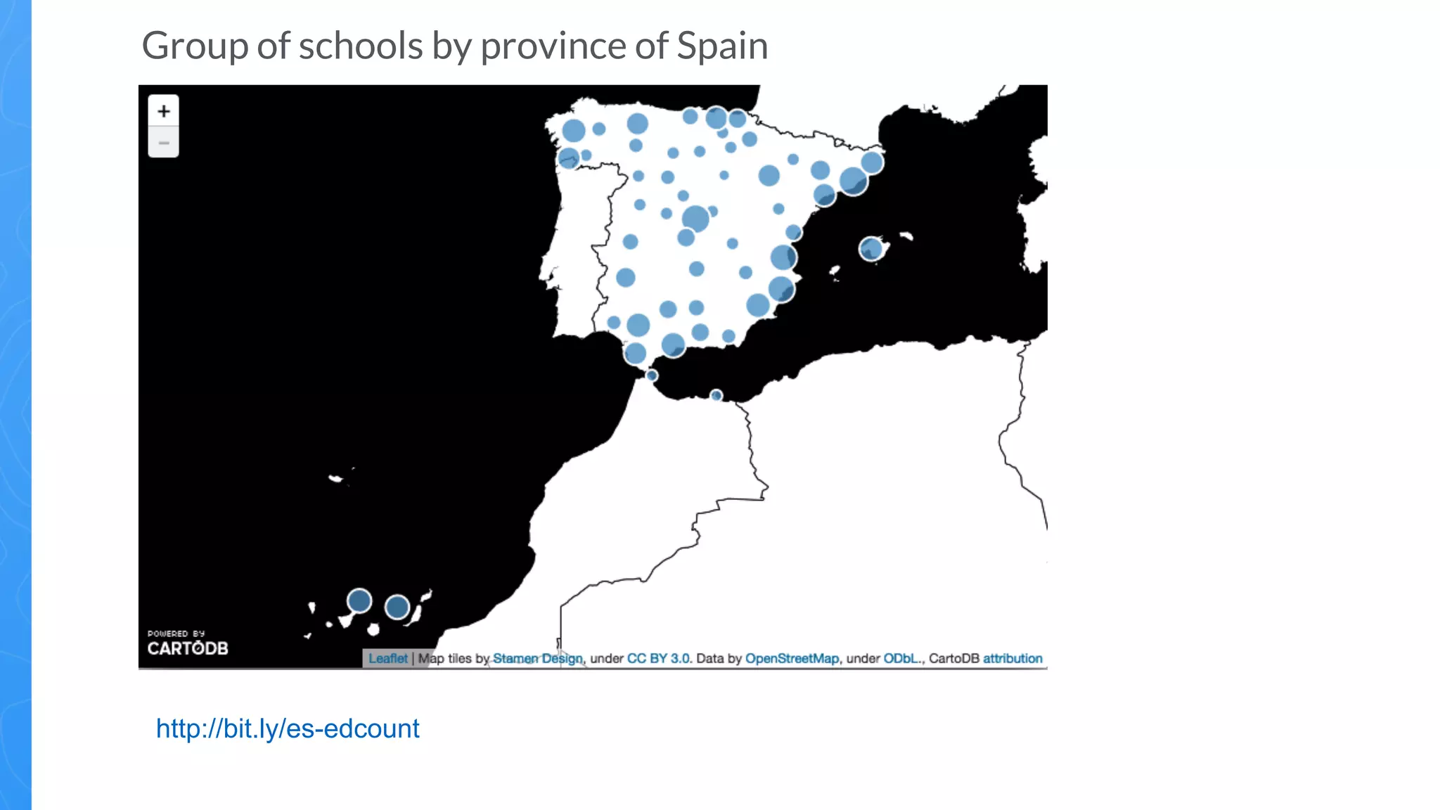 Group of schools by province of Spain
http://bit.ly/es-edcount
 
