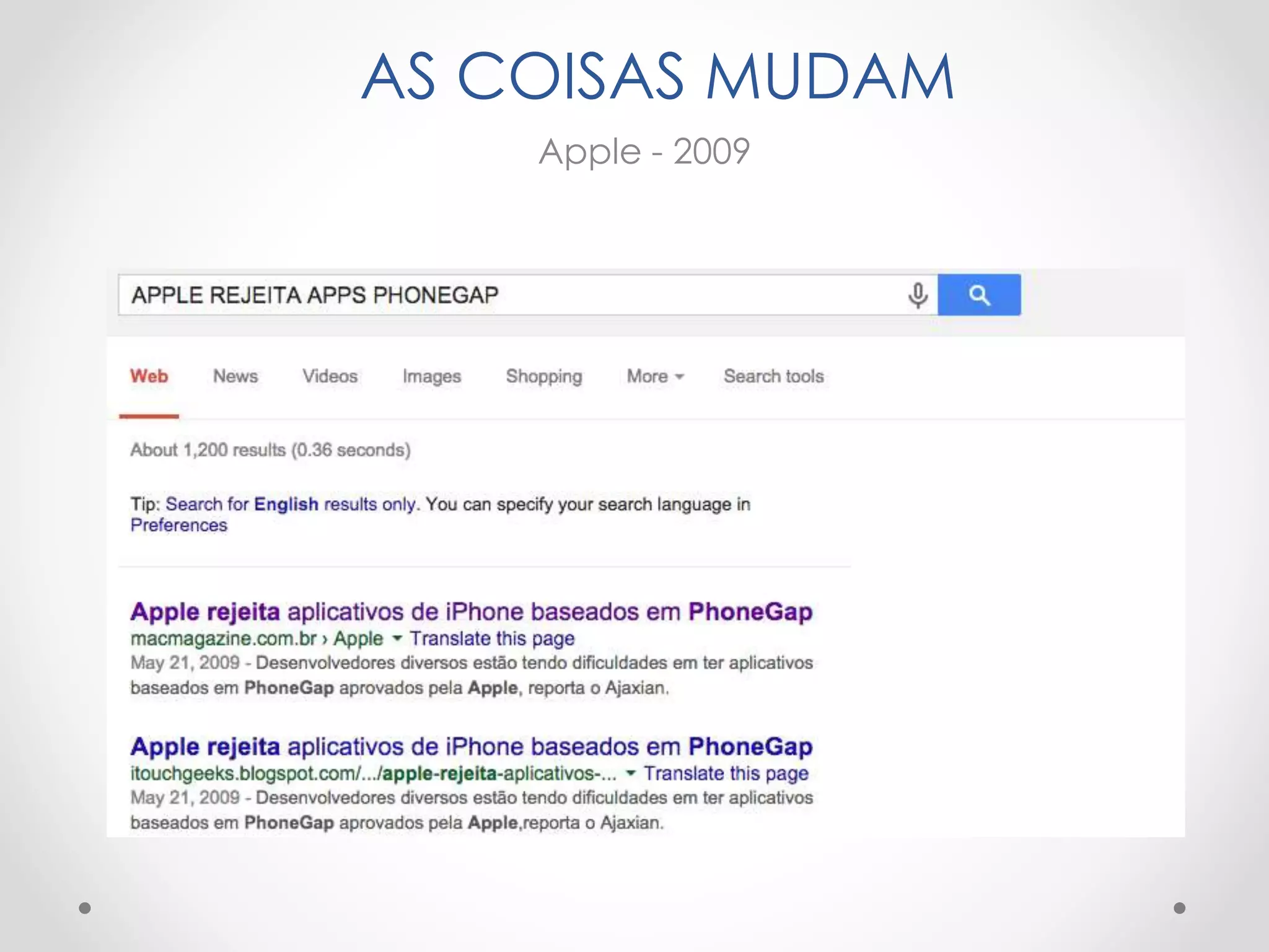 AS COISAS MUDAM
Apple - 2009