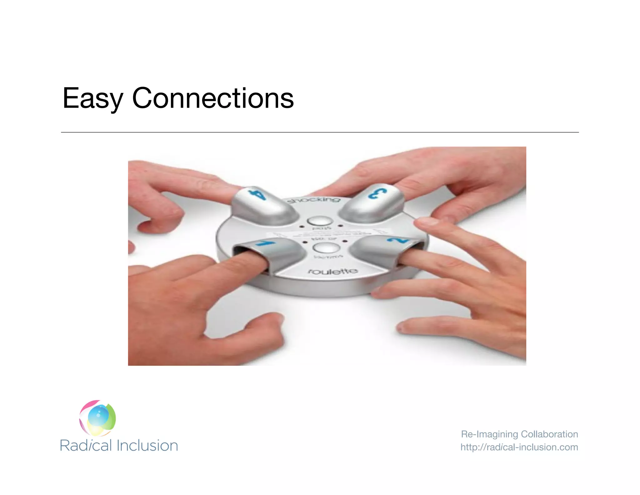 Re-Imagining Collaboration
http://radical-inclusion.com
Easy Connections
 