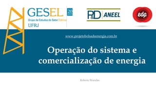 Roberto Brandão
Operação do sistema e
comercialização de energia
www.projetobolsadeenergia.com.br
 