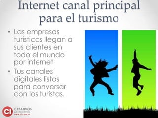 www.ci.com.sv
Internet canal principal
para el turismo
• Las empresas
turísticas llegan a
sus clientes en
todo el mundo
por internet
• Tus canales
digitales listos
para conversar
con los turistas.
 