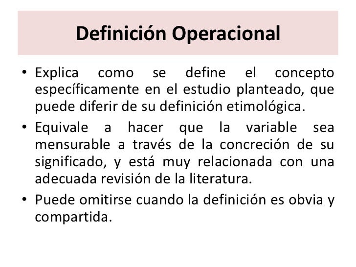 Operacionalización de variables estadistica