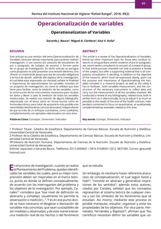 43
Revista del Instituto Nacional de Higiene “Rafael Rangel”, 2018; 49(2)
Operacionalización de variables
Operationalizati...