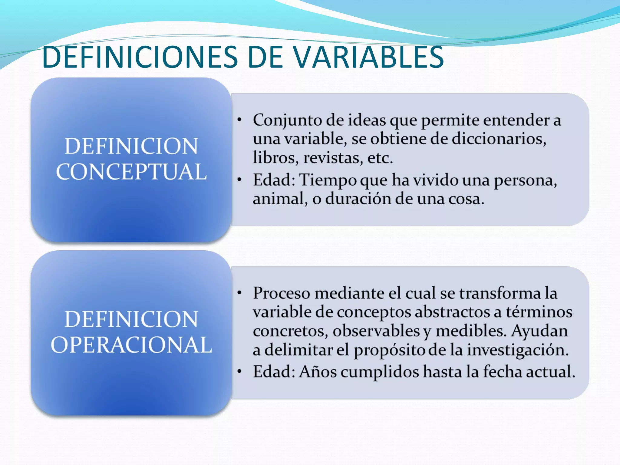 DEFINICIONES DE VARIABLES
 