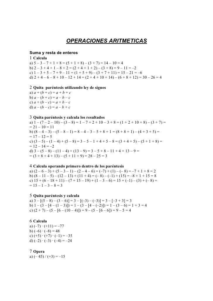 Operaciones Aritmeticas