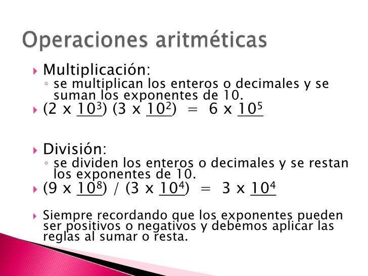 Resultado de imagen para notacion cientifica operaciones