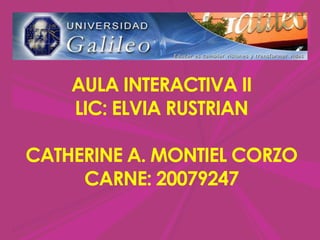 AULA INTERACTIVA IILIC: ELVIA RUSTRIANCATHERINE A. MONTIEL CORZOCARNE: 20079247 