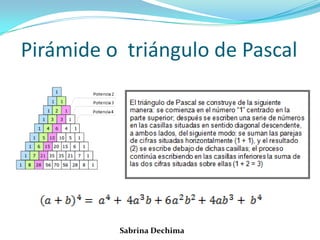 Pirámide o triángulo de Pascal
Sabrina Dechima
 