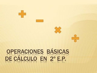 OPERACIONES BÁSICAS 
DE CÁLCULO EN 2º E.P. 
 