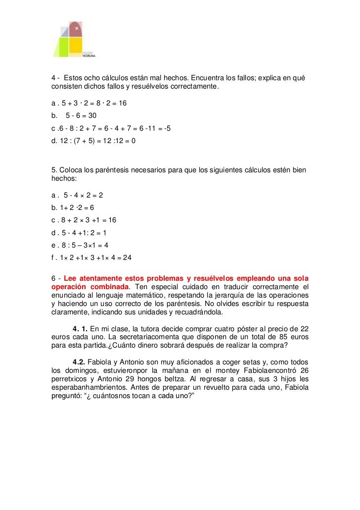 Operaciones combinadas Operaciones combinadas