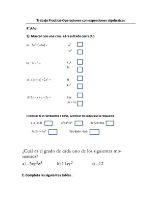 Operaciones con expresiones algebraicas | DOCX
