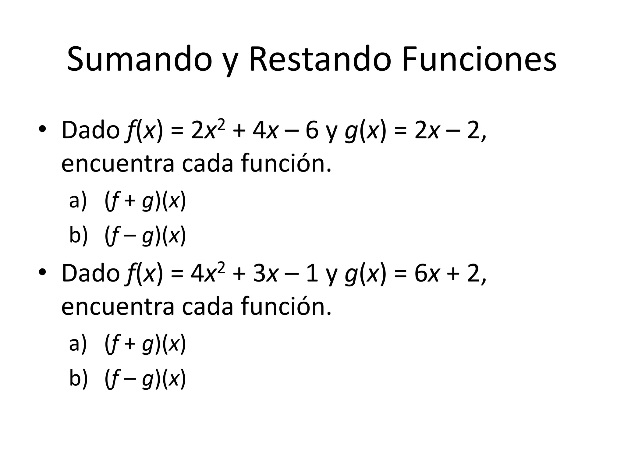 Operaciones Con Funciones
