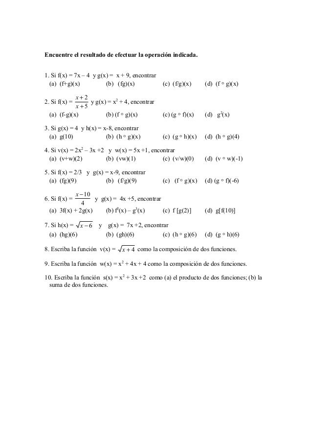 Operaciones Con Funciones