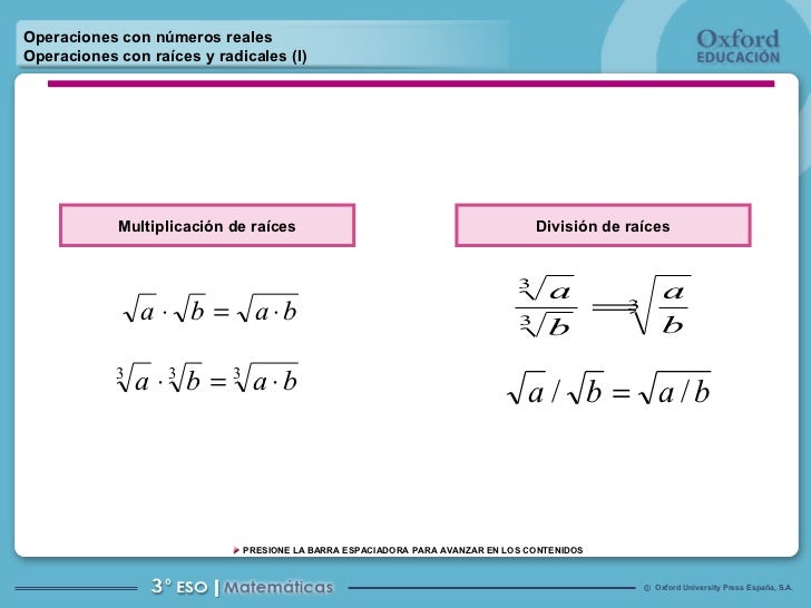 Operaciones con números reales