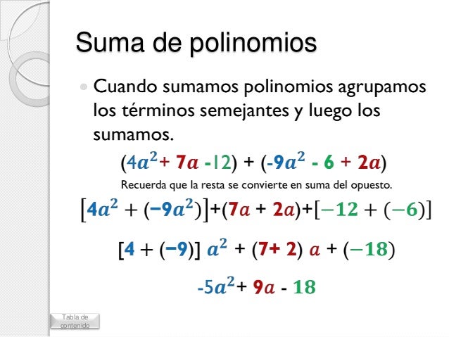 Operaciones con polinomios