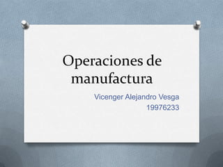 Operaciones de
manufactura
Vicenger Alejandro Vesga
19976233

 