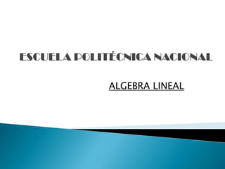 ESCUELA POLITÉCNICA NACIONAL ALGEBRA LINEAL 