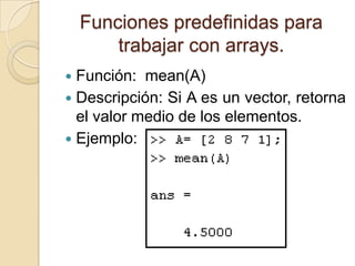 Operaciones matemáticas con arrays y aplicaciones | PPTX