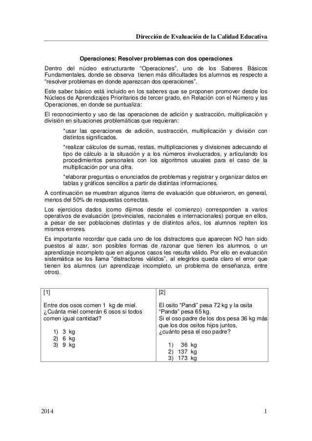 Operaciones resolver problemas con dos operaciones