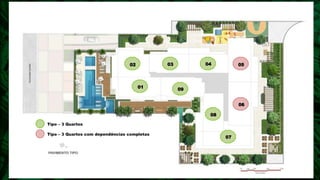 02          03        04         05




                                       01          09


                                                                   06

                                                         08

Tipo – 3 Quartos

Tipo – 3 Quartos com dependências completas
                                                              07
 