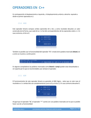 OPERADORES EN C++ uso y la sintaxis en su uso | PDF