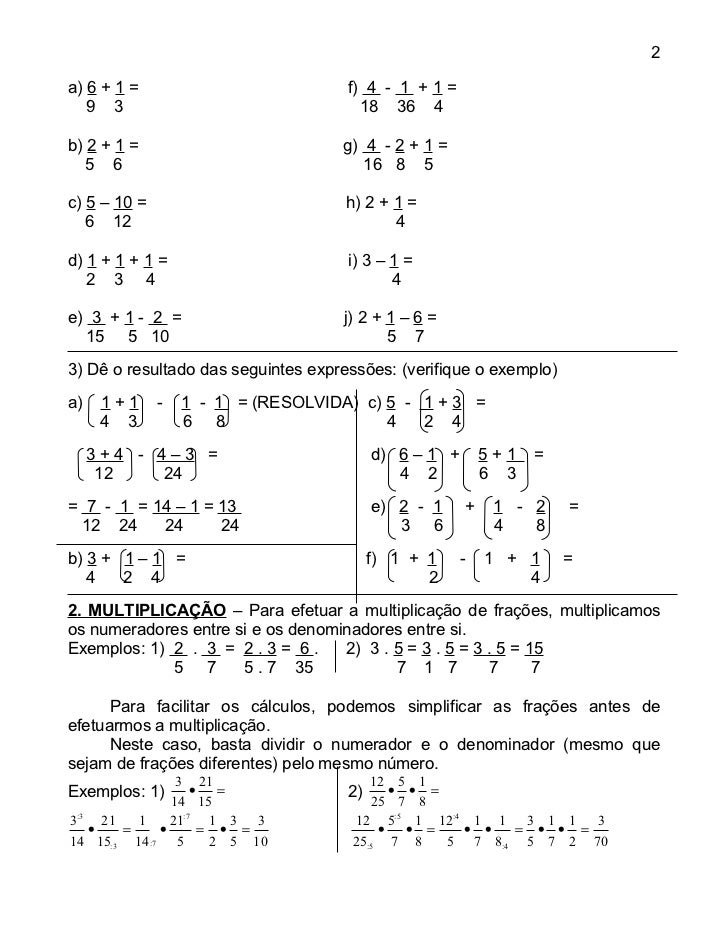 Calcule A Adição E Subtração De Frações