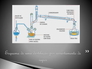 Esquema de uma destilação por arrastamento de
vapor
 