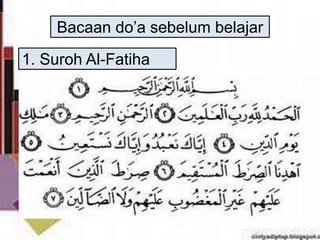 Bacaan do’a sebelum belajar
1. Suroh Al-Fatiha
 