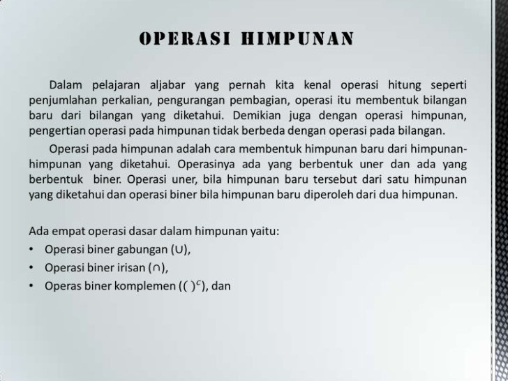 Operasi pada himpunan