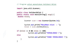 Operasi seleksi pada java | PPTX