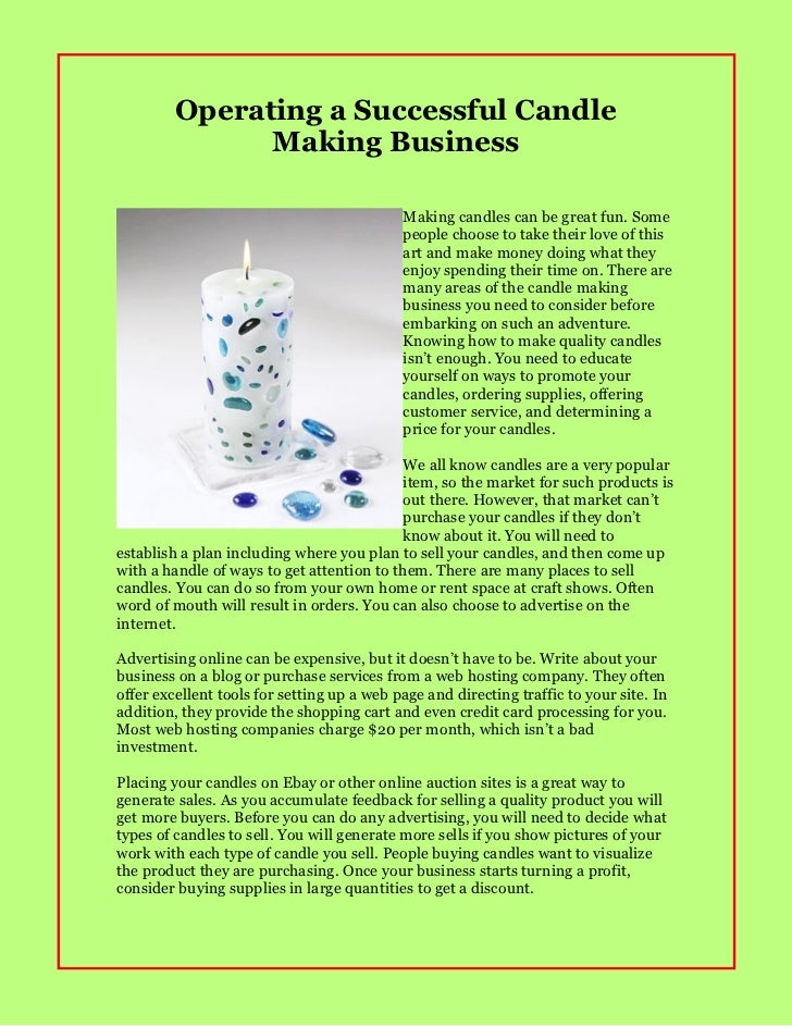 Operating a successful candle making business