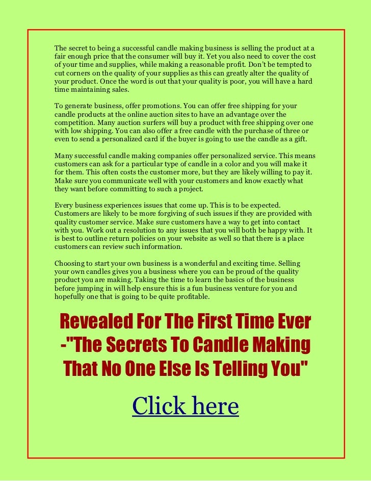 Operating a successful candle making business
