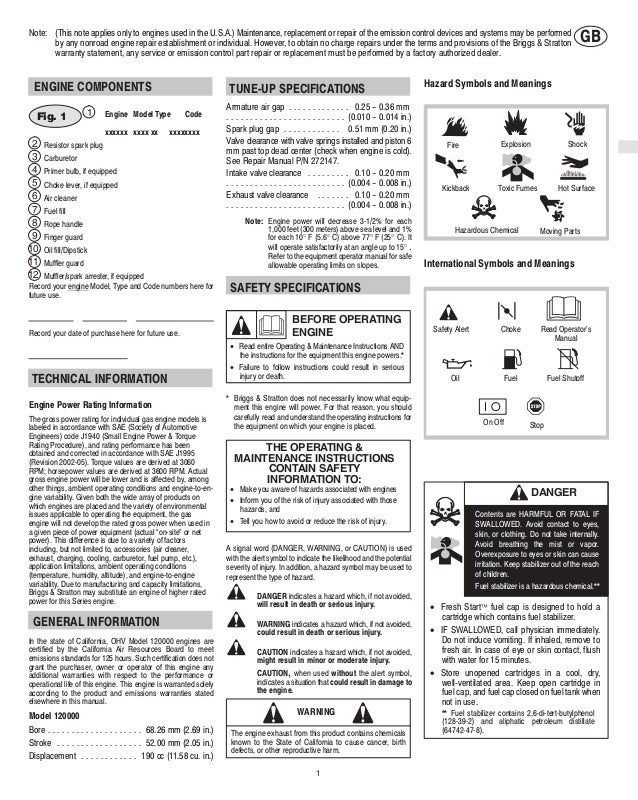 Briggs And Stratton Lawn Mower Engine Parts Diagram