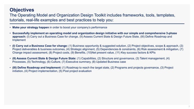 Operating Model and Organization Design Toolkit | PPTX