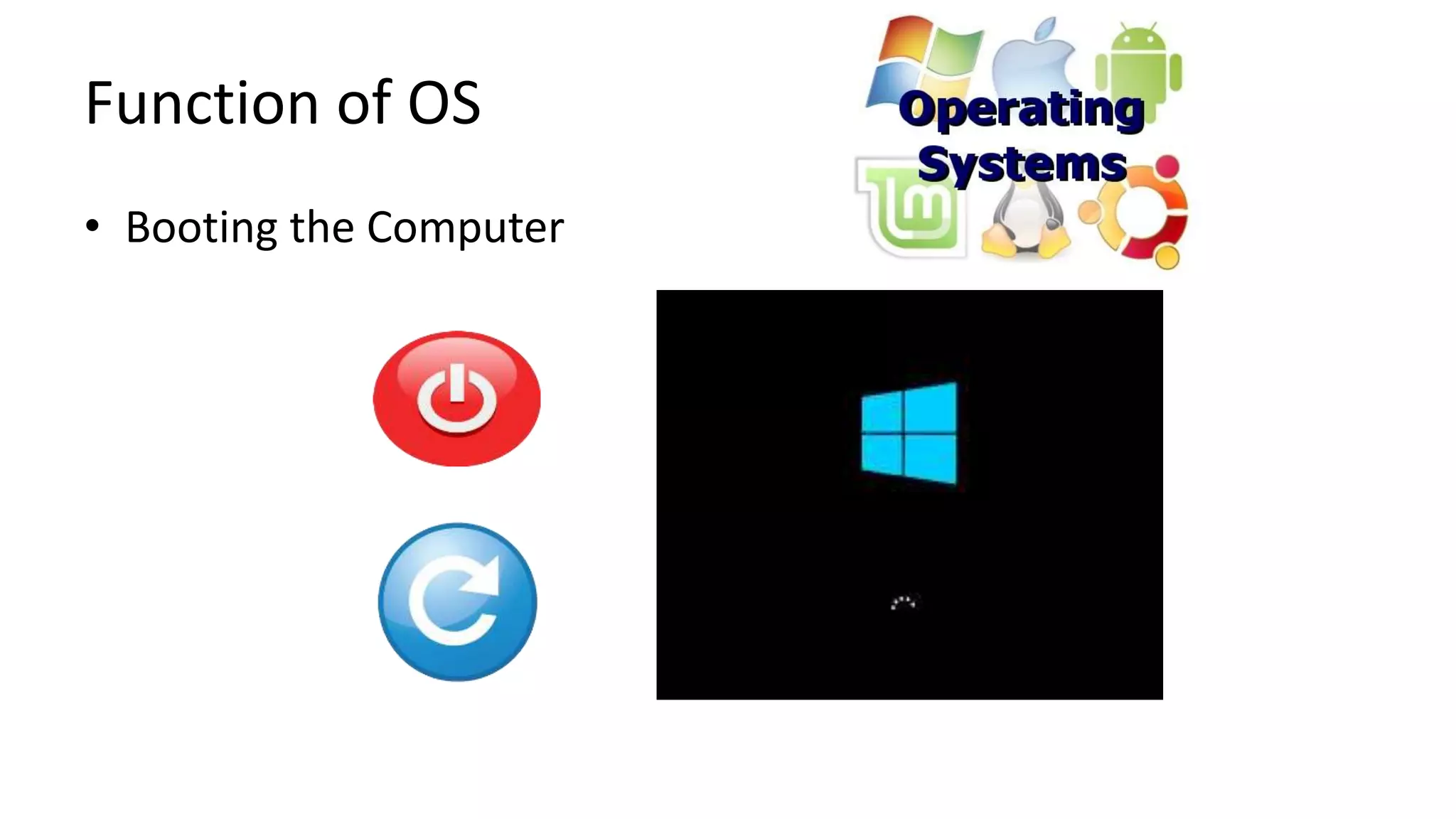 Function of OS
• Booting the Computer
 