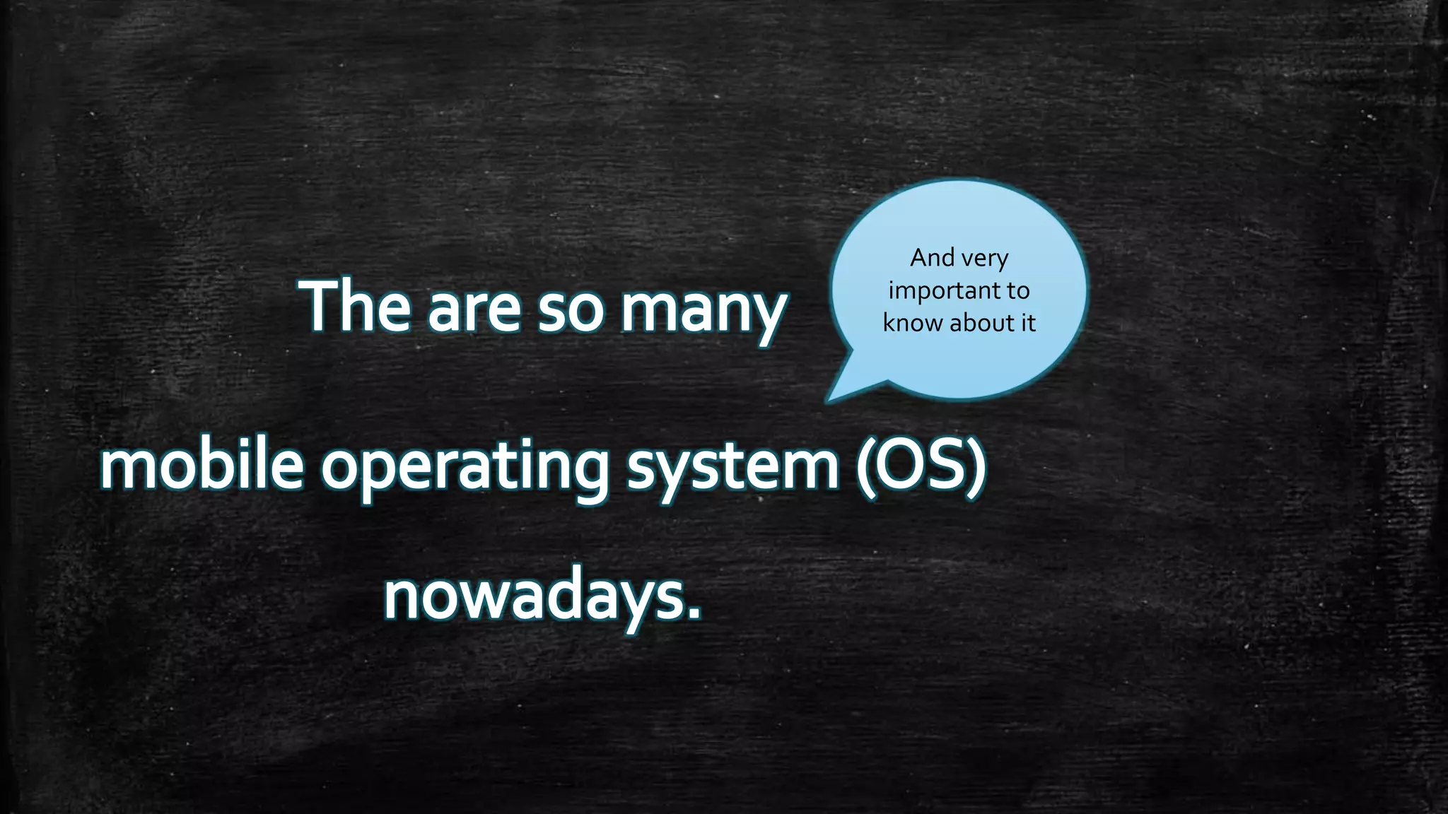 And very
important to
know about it
 